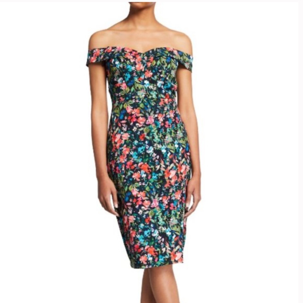 New w tag Aidan By Aidan Mattox Off The Shoulder Crepe Floral 6